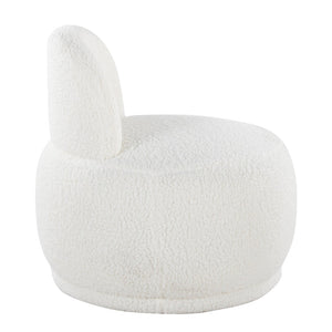 English Elm Contemporary Plush Faux Shearling Accent Chair Low Profile Modern Living Room Seat White B202P290927