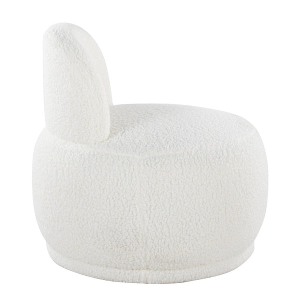 English Elm Contemporary Plush Faux Shearling Accent Chair Low Profile Modern Living Room Seat White B202P290927