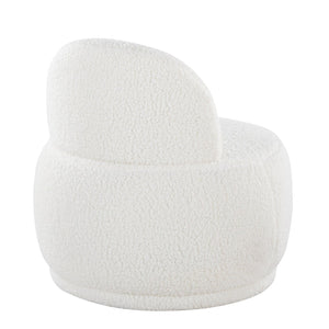 English Elm Contemporary Plush Faux Shearling Accent Chair Low Profile Modern Living Room Seat White B202P290927
