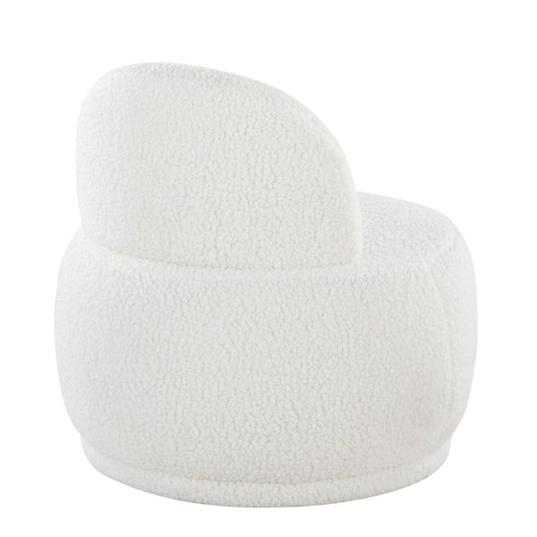 English Elm Contemporary Plush Faux Shearling Accent Chair Low Profile Modern Living Room Seat White B202P290927