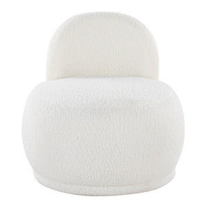 English Elm Contemporary Plush Faux Shearling Accent Chair Low Profile Modern Living Room Seat White B202P290927