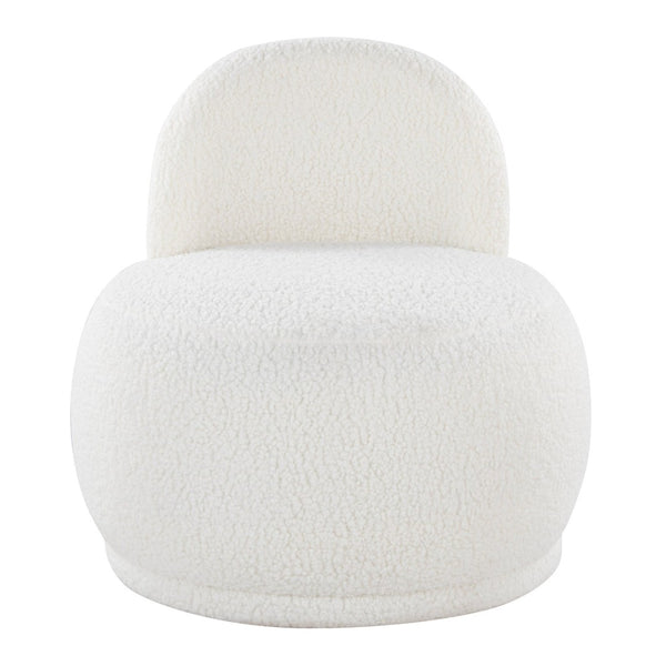 English Elm Contemporary Plush Faux Shearling Accent Chair Low Profile Modern Living Room Seat White B202P290927