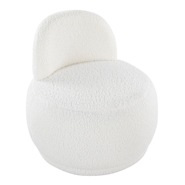 English Elm Contemporary Plush Faux Shearling Accent Chair Low Profile Modern Living Room Seat White B202P290927