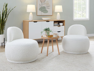 English Elm Contemporary Plush Faux Shearling Accent Chair Low Profile Modern Living Room Seat White B202P290927