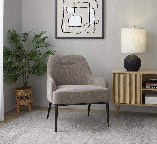English Elm 1 Contemporary Accent Chair Fabric Seat Black Metal Frame for Living Room or Office B202P290928