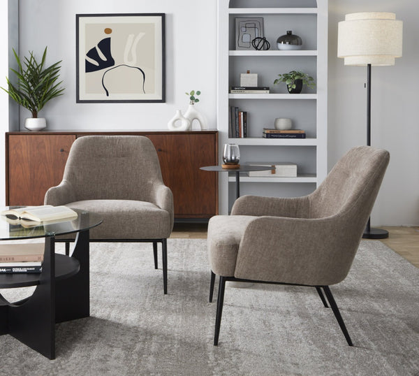 English Elm 1 Contemporary Accent Chair Fabric Seat Black Metal Frame for Living Room or Office B202P290928