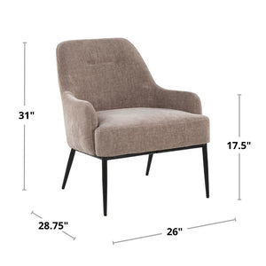English Elm 1 Contemporary Accent Chair Fabric Seat Black Metal Frame for Living Room or Office B202P290928