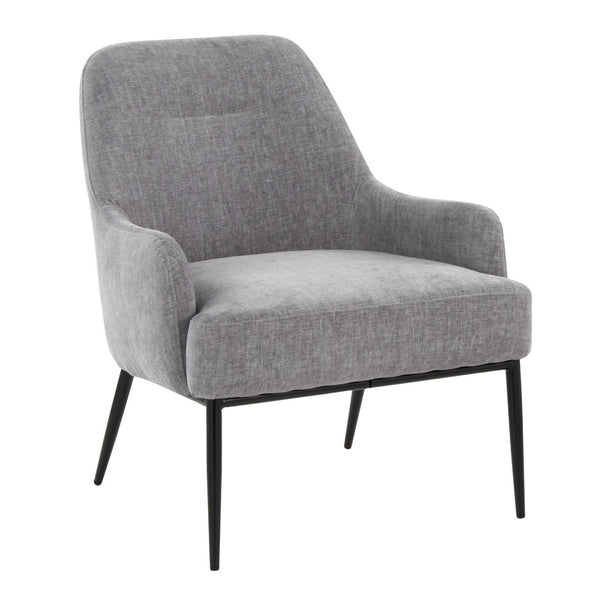 English Elm Contemporary Accent Chair Matte Black Frame Cushioned Grey Upholstery Modern Seating B202P290930