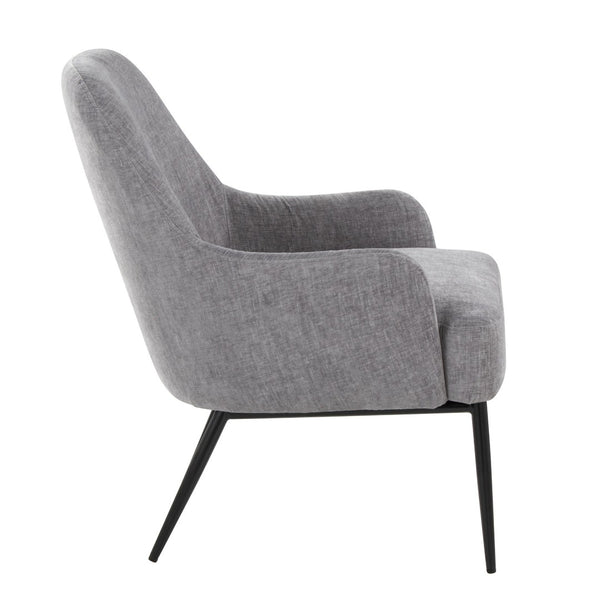 English Elm Contemporary Accent Chair Matte Black Frame Cushioned Grey Upholstery Modern Seating B202P290930