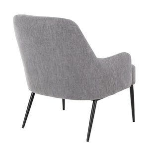 English Elm Contemporary Accent Chair Matte Black Frame Cushioned Grey Upholstery Modern Seating B202P290930