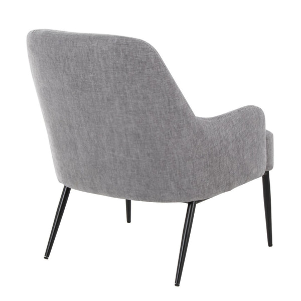 English Elm Contemporary Accent Chair Matte Black Frame Cushioned Grey Upholstery Modern Seating B202P290930