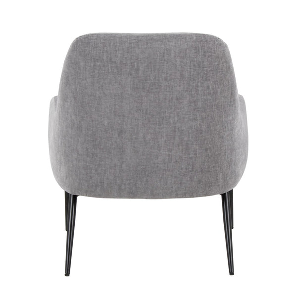 English Elm Contemporary Accent Chair Matte Black Frame Cushioned Grey Upholstery Modern Seating B202P290930