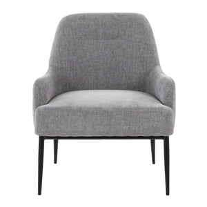 English Elm Contemporary Accent Chair Matte Black Frame Cushioned Grey Upholstery Modern Seating B202P290930