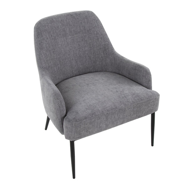English Elm Contemporary Accent Chair Matte Black Frame Cushioned Grey Upholstery Modern Seating B202P290930