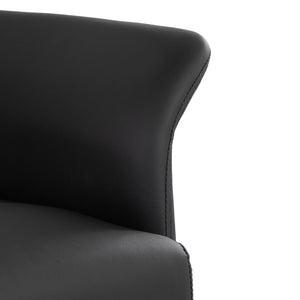 English Elm Contemporary Sculptural Faux Leather Accent Chair with Powder Coated Metal Legs Black B202P290931