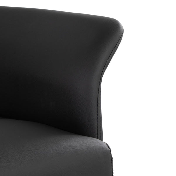 English Elm Contemporary Sculptural Faux Leather Accent Chair with Powder Coated Metal Legs Black B202P290931