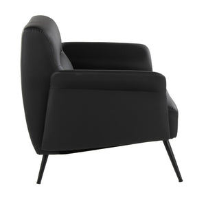 English Elm Contemporary Sculptural Faux Leather Accent Chair with Powder Coated Metal Legs Black B202P290931
