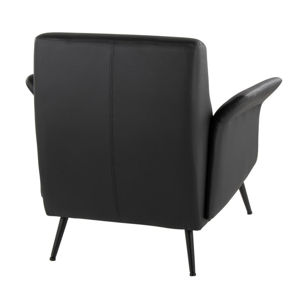 English Elm Contemporary Sculptural Faux Leather Accent Chair with Powder Coated Metal Legs Black B202P290931