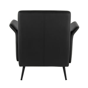 English Elm Contemporary Sculptural Faux Leather Accent Chair with Powder Coated Metal Legs Black B202P290931