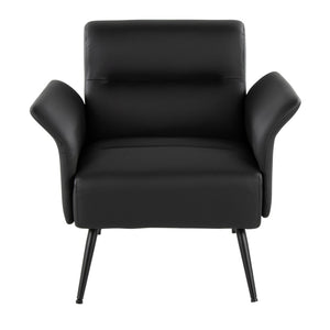 English Elm Contemporary Sculptural Faux Leather Accent Chair with Powder Coated Metal Legs Black B202P290931