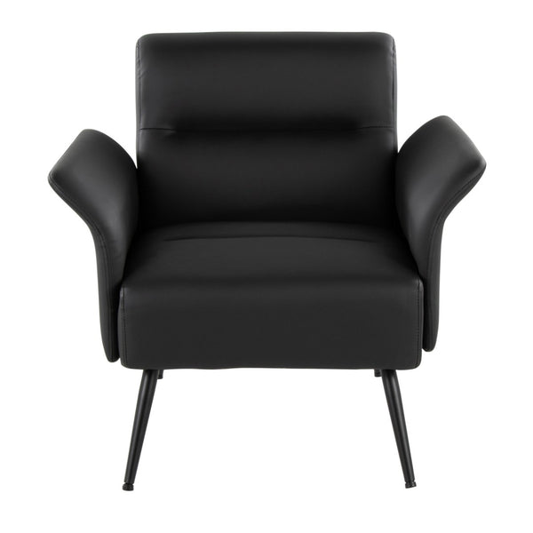 English Elm Contemporary Sculptural Faux Leather Accent Chair with Powder Coated Metal Legs Black B202P290931