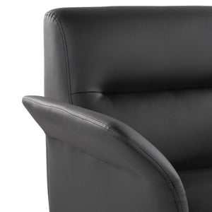 English Elm Contemporary Sculptural Faux Leather Accent Chair with Powder Coated Metal Legs Black B202P290931