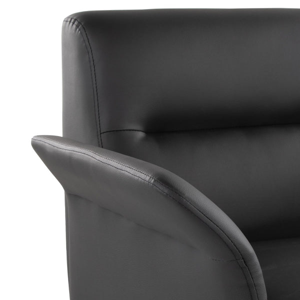 English Elm Contemporary Sculptural Faux Leather Accent Chair with Powder Coated Metal Legs Black B202P290931