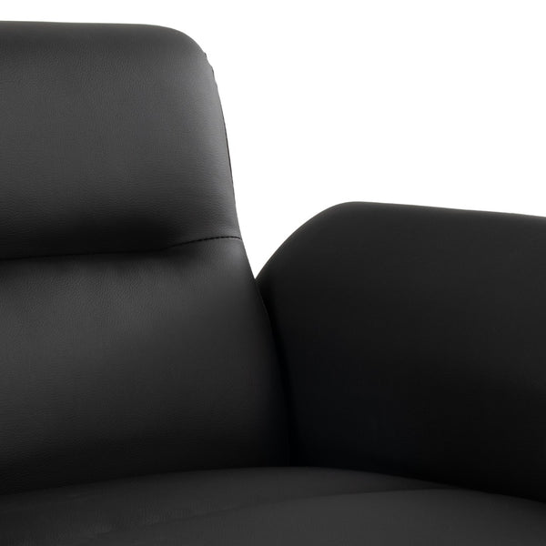 English Elm Contemporary Sculptural Faux Leather Accent Chair with Powder Coated Metal Legs Black B202P290931