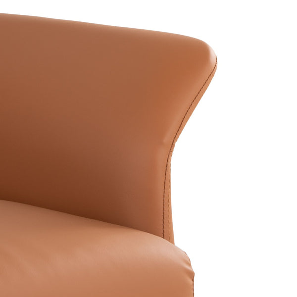 English Elm Contemporary Sculptural Faux Leather Accent Chair with Powder Coated Metal Legs Camel B202P290932
