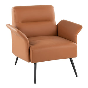 English Elm Contemporary Sculptural Faux Leather Accent Chair with Powder Coated Metal Legs Camel B202P290932