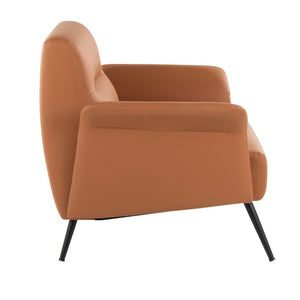 English Elm Contemporary Sculptural Faux Leather Accent Chair with Powder Coated Metal Legs Camel B202P290932