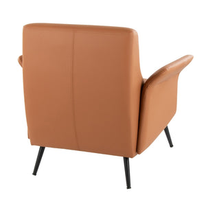 English Elm Contemporary Sculptural Faux Leather Accent Chair with Powder Coated Metal Legs Camel B202P290932