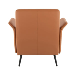English Elm Contemporary Sculptural Faux Leather Accent Chair with Powder Coated Metal Legs Camel B202P290932