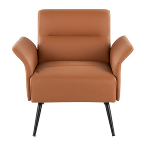 English Elm Contemporary Sculptural Faux Leather Accent Chair with Powder Coated Metal Legs Camel B202P290932