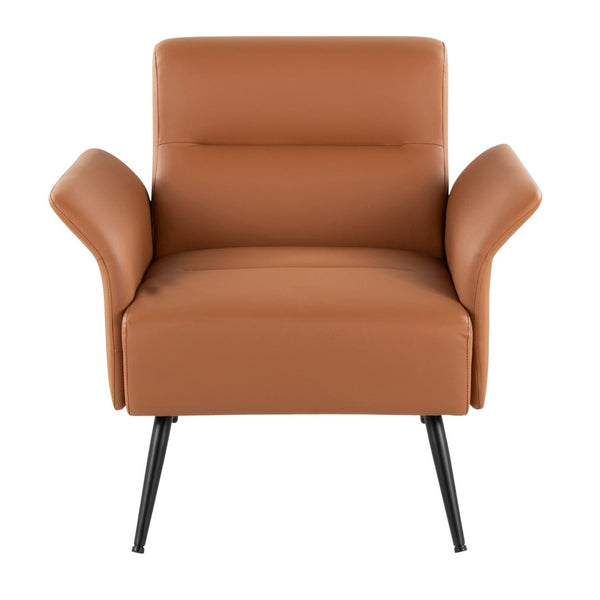 English Elm Contemporary Sculptural Faux Leather Accent Chair with Powder Coated Metal Legs Camel B202P290932