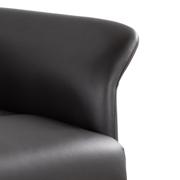 English Elm Contemporary Sculptural Faux Leather Accent Chair with Powder Coated Metal Legs Espresso B202P290933