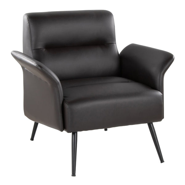 English Elm Contemporary Sculptural Faux Leather Accent Chair with Powder Coated Metal Legs Espresso B202P290933