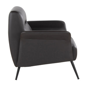 English Elm Contemporary Sculptural Faux Leather Accent Chair with Powder Coated Metal Legs Espresso B202P290933