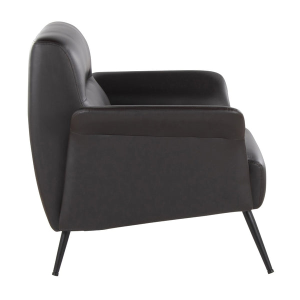 English Elm Contemporary Sculptural Faux Leather Accent Chair with Powder Coated Metal Legs Espresso B202P290933