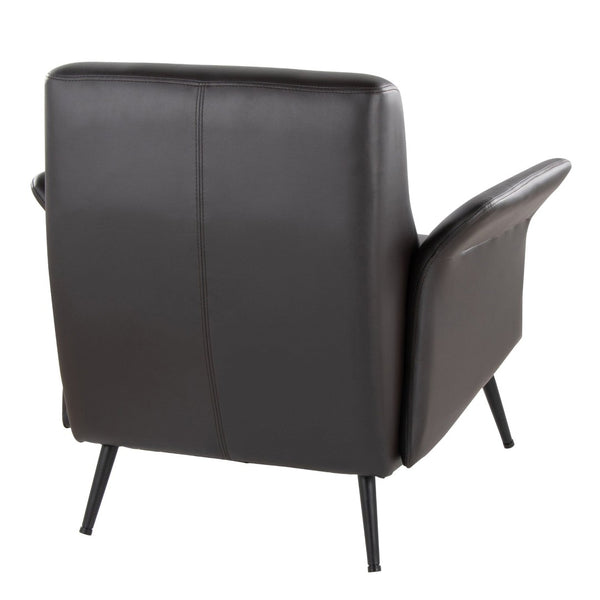 English Elm Contemporary Sculptural Faux Leather Accent Chair with Powder Coated Metal Legs Espresso B202P290933