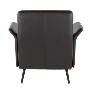 English Elm Contemporary Sculptural Faux Leather Accent Chair with Powder Coated Metal Legs Espresso B202P290933