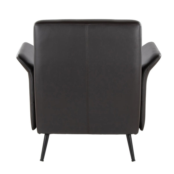 English Elm Contemporary Sculptural Faux Leather Accent Chair with Powder Coated Metal Legs Espresso B202P290933