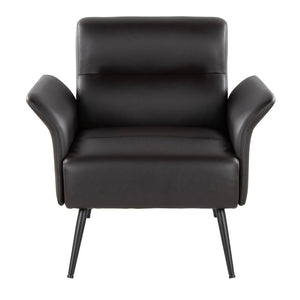 English Elm Contemporary Sculptural Faux Leather Accent Chair with Powder Coated Metal Legs Espresso B202P290933