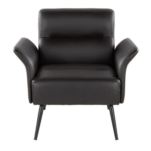 English Elm Contemporary Sculptural Faux Leather Accent Chair with Powder Coated Metal Legs Espresso B202P290933