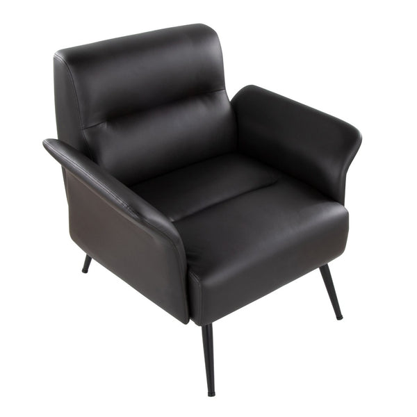English Elm Contemporary Sculptural Faux Leather Accent Chair with Powder Coated Metal Legs Espresso B202P290933