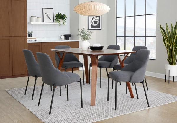English Elm Contemporary Dark Grey Fabric Dining Chair Set Matte Black Metal Frame Urban Style B202P290936