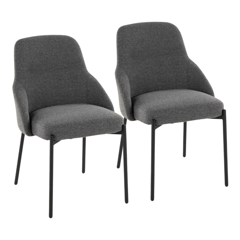 English Elm Contemporary Dark Grey Fabric Dining Chair Set Matte Black Metal Frame Urban Style B202P290936