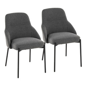 English Elm Contemporary Dark Grey Fabric Dining Chair Set Matte Black Metal Frame Urban Style B202P290936
