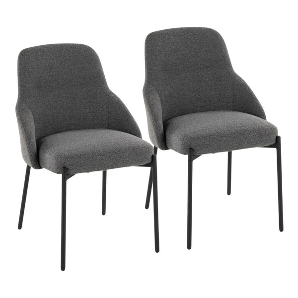 English Elm Contemporary Dark Grey Fabric Dining Chair Set Matte Black Metal Frame Urban Style B202P290936