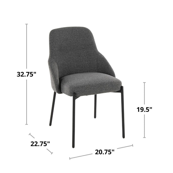 English Elm Contemporary Dark Grey Fabric Dining Chair Set Matte Black Metal Frame Urban Style B202P290936